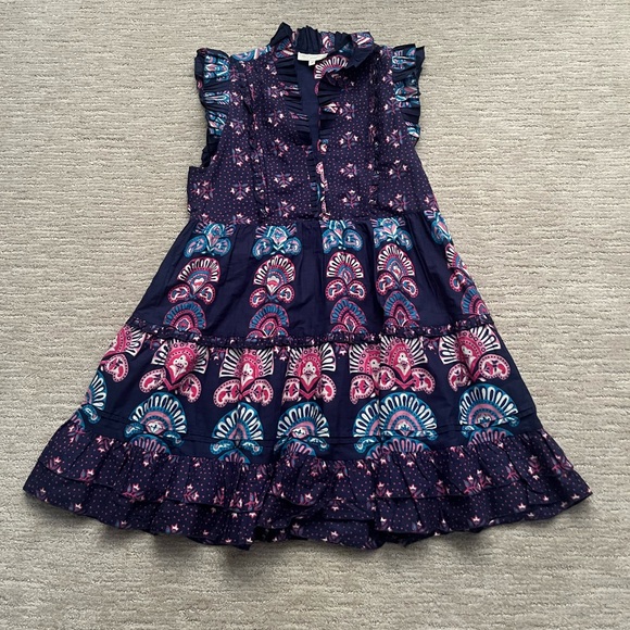 CAROLINE Constas Half Moon Printed Ruffle Dress M - Picture 1 of 3